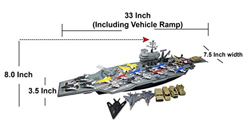 Warplane Carrier Ship with Submarine and 18 Fighter Jets