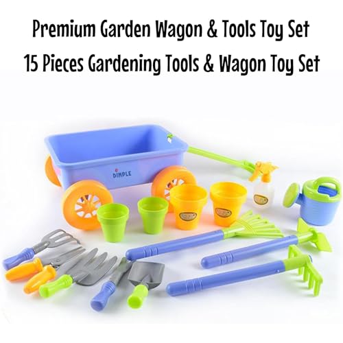 Dimple Garden Wagon & Tool Set - 15 Pcs Durable Kids Gardening Toys