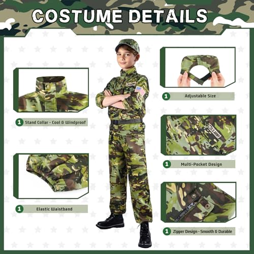 Boys' Army Costume with Toys for Halloween Dress-Up