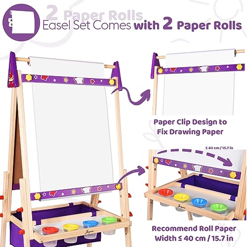 Kids Adjustable Standing Art Easel with Whiteboard & Chalkboard