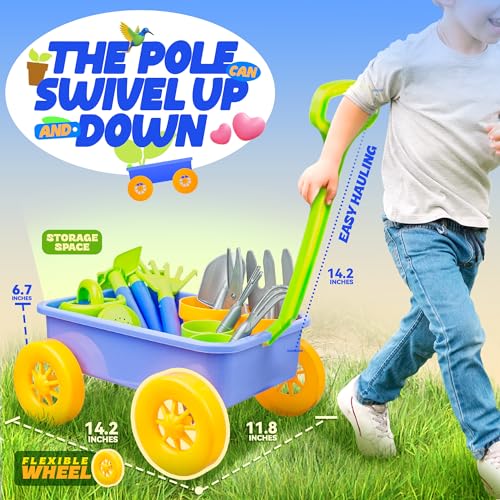 Gardening Set with Wagon for Kids - Pretend Play Toys (14pcs)