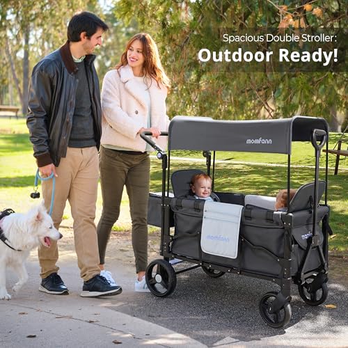 2-Kid Stroller Wagon with Adjustable Handle & Canopy – Foldable & Easy to Store