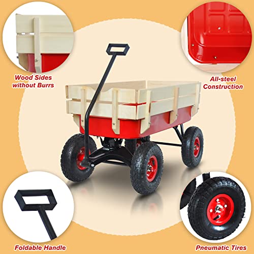 Red Kids' Heavy Duty All Terrain Wagon with Removable Panels - Perfect Gift for Halloween and Christmas