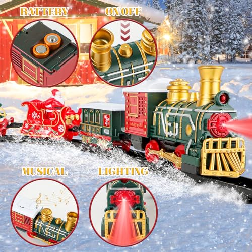 Christmas Tree Train Set for Kids with Lights and Sound